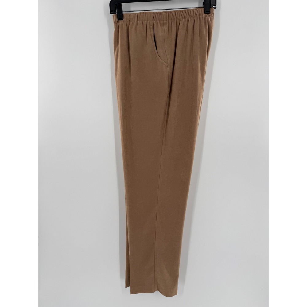 Allison Daley Tan Faux Suede Elastic Waist Pull On Pants Brown Womens 16